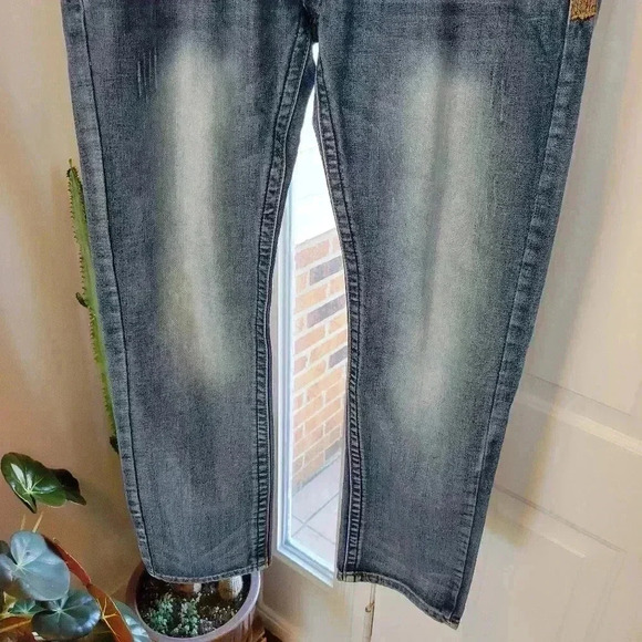 GS115 Embroydered Western Cowboy 100% Cotton Jeans, Size 36×32 Line Dancing - Picture 3 of 12